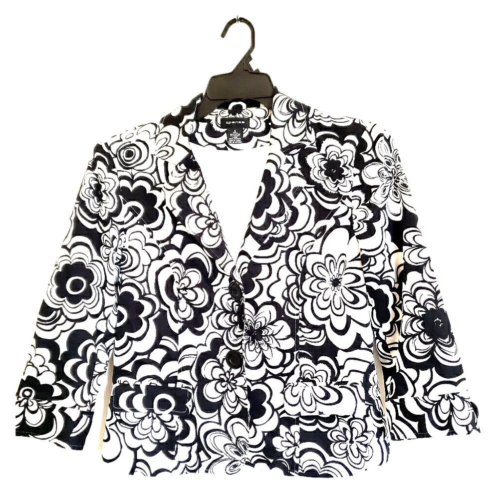 Vintage Spense Cotton Floral Print Crop Jacket